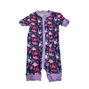 Little Baby Girl 6-9 Month Purple Jurassic Jungle Dinosaur Bamboo Babies Sleeper